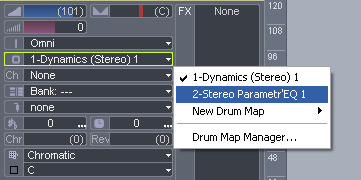 Step 08 - On a MIDI track, connect the Parametr'EQ plugin MIDI input